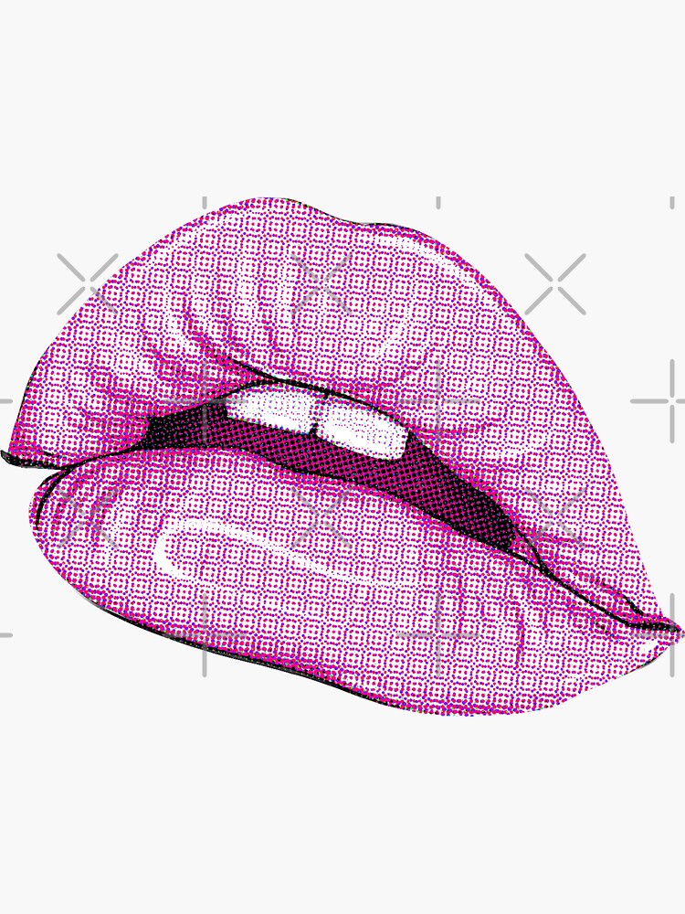 Sexy Pink Lips Halftone Design Sticker For Sale By Aredshirt Redbubble