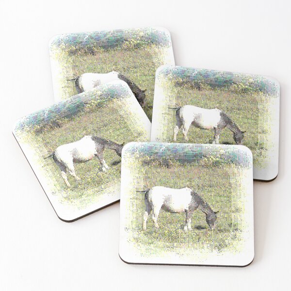 Item preview, One Horse, Grazing, Photo with Needlepoint effect.  designed and sold by DianeBP.