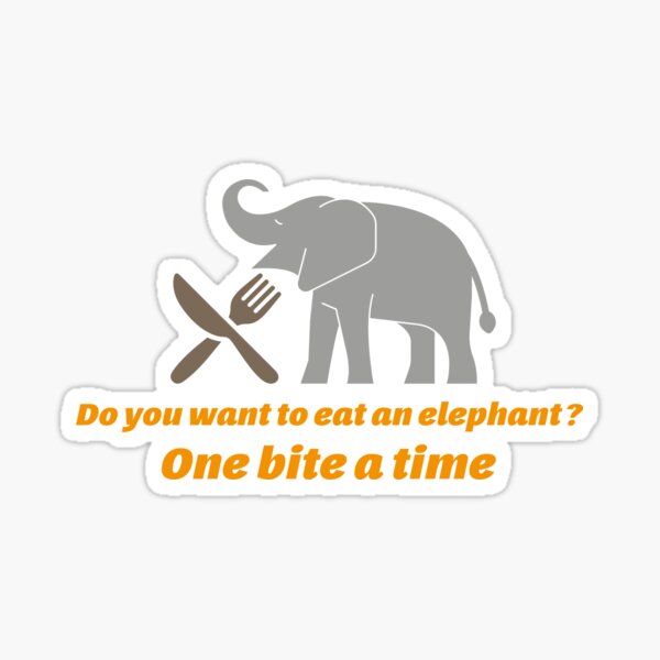 Item preview, Eating elephant one bite a time with fork and knife designed and sold by redaisaac.