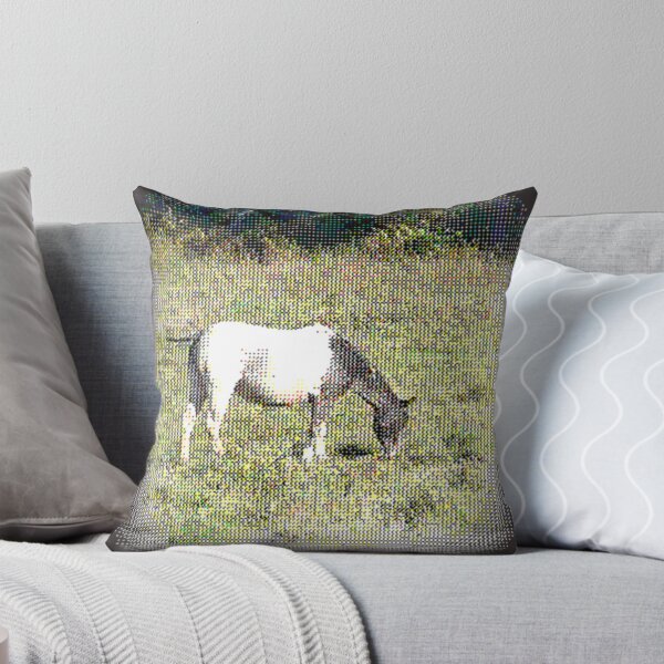 Item preview, One Horse, Grazing, Photo with Needlepoint effect.  designed and sold by DianeBP.