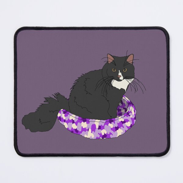 Item preview, Cat in Purple Bed (Black and White) designed and sold by nklange240.