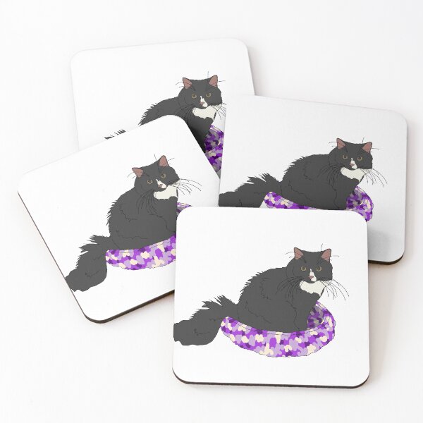 Item preview, Cat in Purple Bed (Black and White) designed and sold by nklange240.