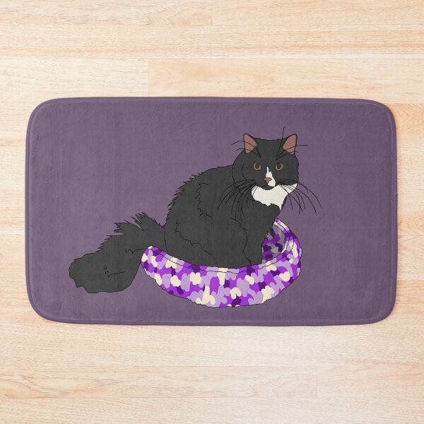 Item preview, Cat in Purple Bed (Black and White) designed and sold by nklange240.