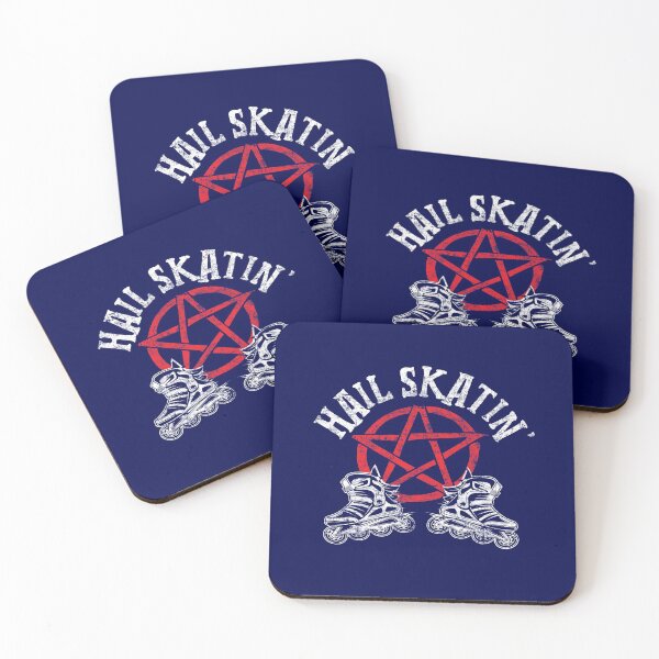 Item preview, Hail Skatin' Satanic Cross Roller Skating Satan Pentagram Distressed  designed and sold by niftee.