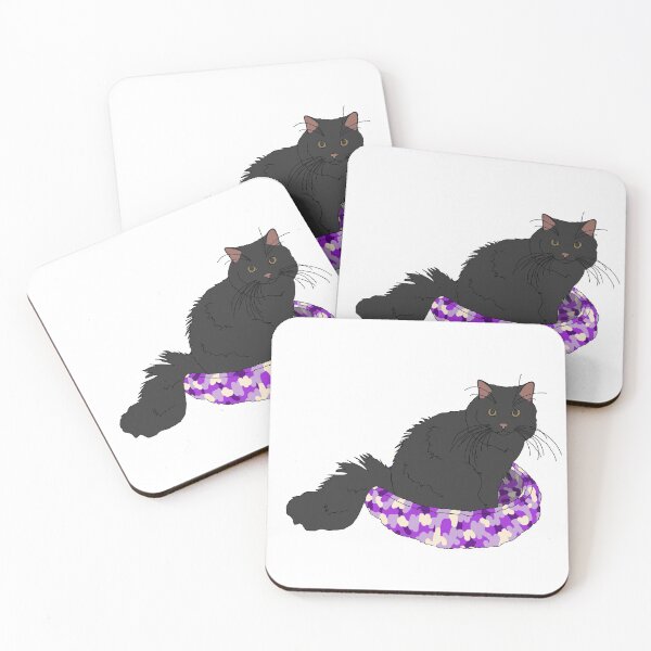 Item preview, Cat in Purple Bed (Black) designed and sold by nklange240.