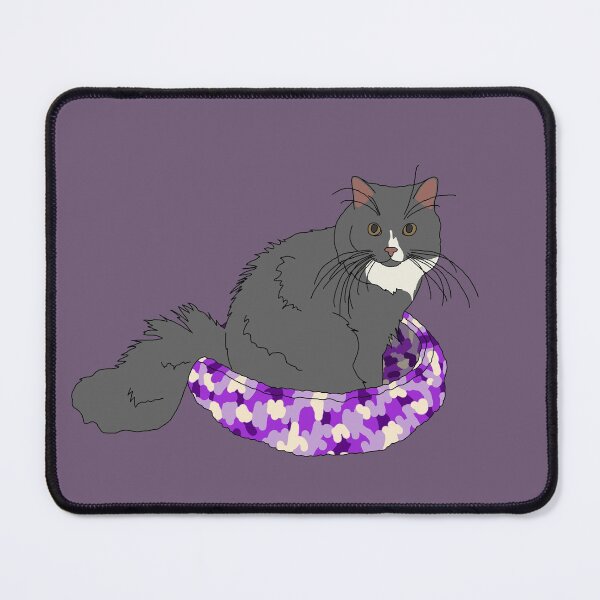 Item preview, Cat in Purple Bed (Grey and White) designed and sold by nklange240.