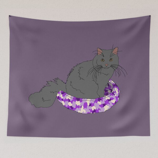 Item preview, Cat in Purple Bed (Grey) designed and sold by nklange240.