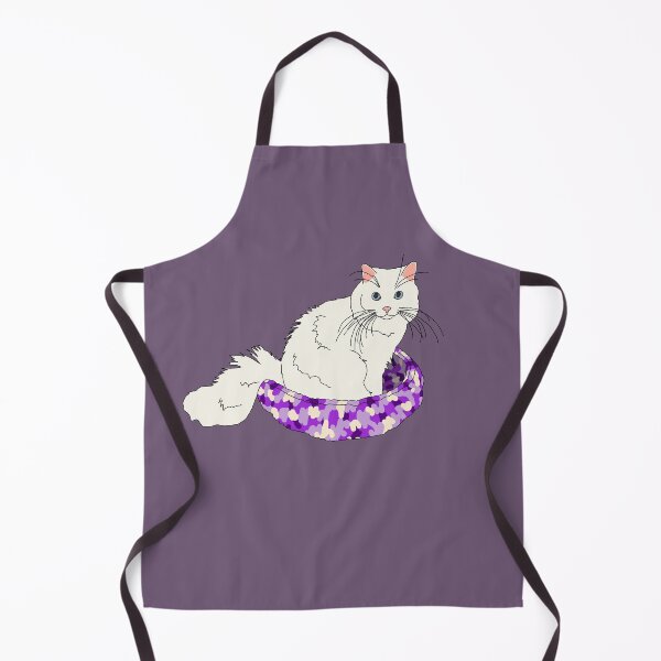 Item preview, Cat in Purple Bed (White with Blue Eyes) designed and sold by nklange240.