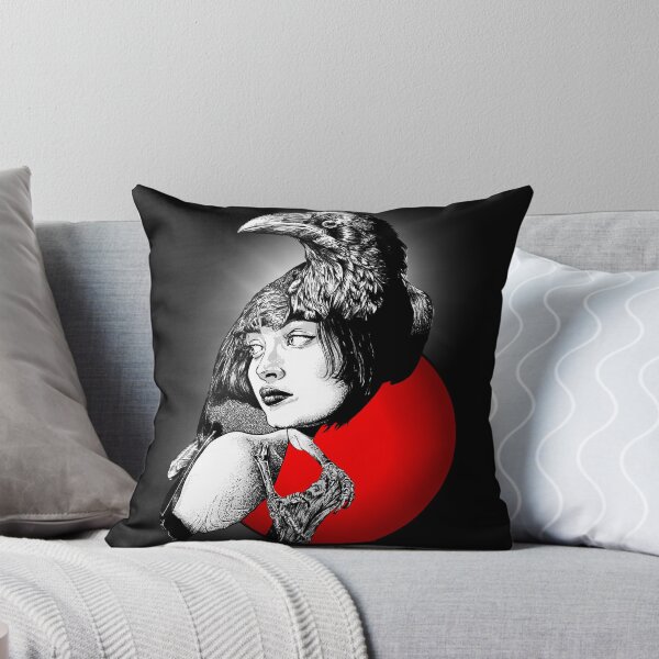 Item preview, Raven- a portrait (Monochromatic illustration with red on black ) designed and sold by Anicatattoos.