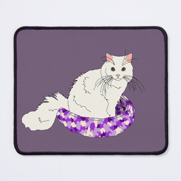 Item preview, Cat in Purple Bed (White) designed and sold by nklange240.