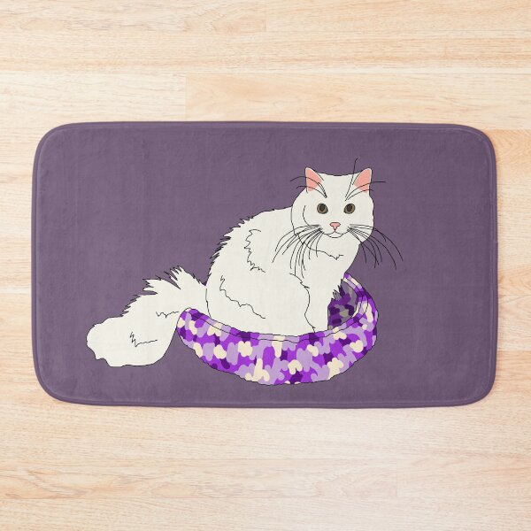 Item preview, Cat in Purple Bed (White) designed and sold by nklange240.