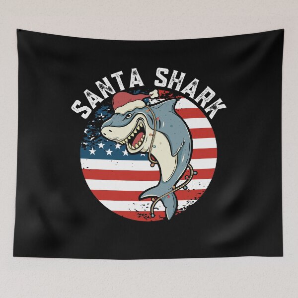Item preview, Christmas Santa Shark Grunge Flag designed and sold by fra02.