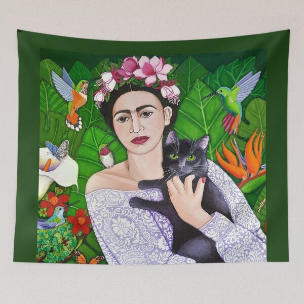 Item preview, Frida with her cat designed and sold by Madalena Lobao-Tello.