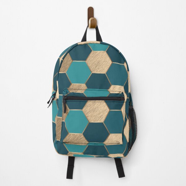Item preview, Metal Gold and Teal Geometric Hexagon Pattern designed and sold by CynthiaGraphics.