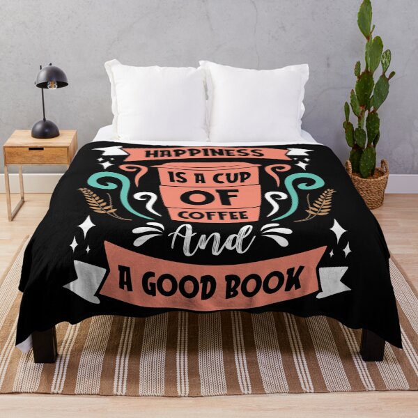 Item preview, Happiness Is a Cup of Coffee and A Good Book Cool Design - Trendy Coffee Quote For Coffee Lovers and Coffee Addicts designed and sold by Prince - Bestseller ★★★★★.