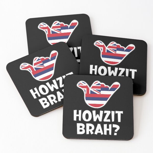 Item preview, Howzit Brah? Hawaiian greeting and shaka sign with the flag of Hawaii placed inside designed and sold by robimerch.