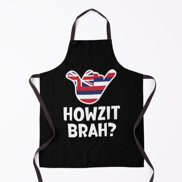 Item preview, Howzit Brah? Hawaiian greeting and shaka sign with the flag of Hawaii placed inside designed and sold by robimerch.