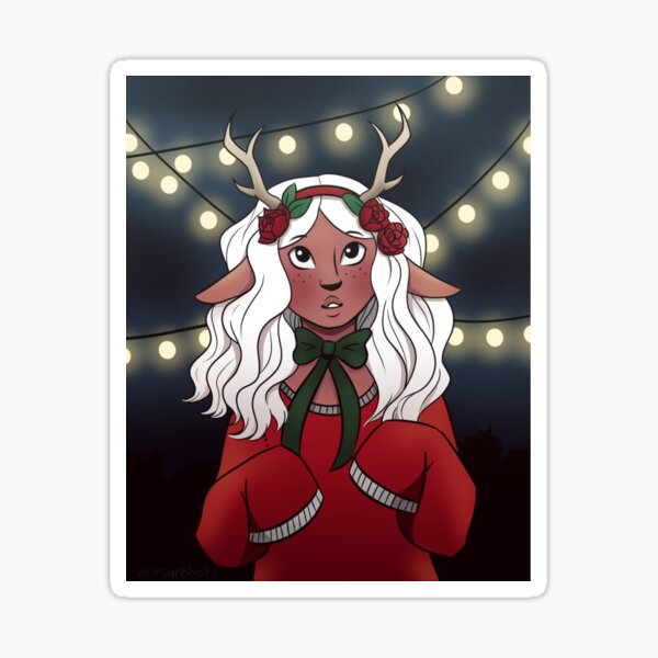 Merry Reindeer Gal Sticker