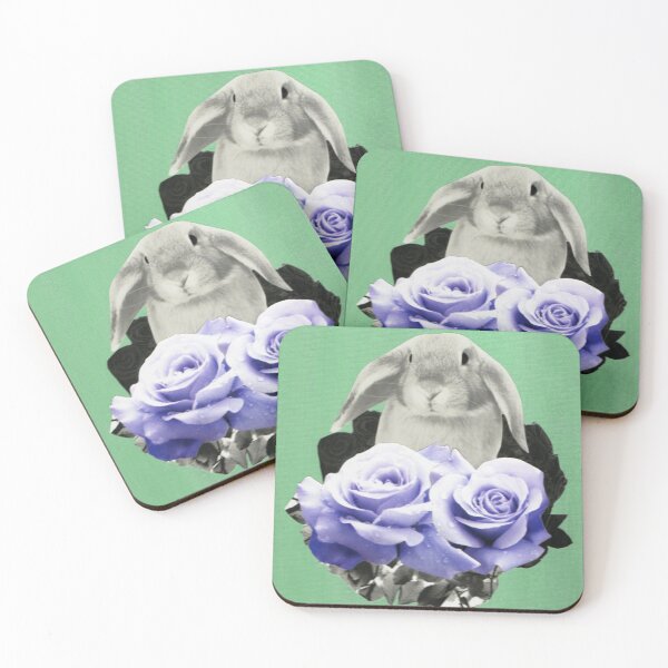 Item preview, bunny with purple roses designed and sold by TofuBunnys.