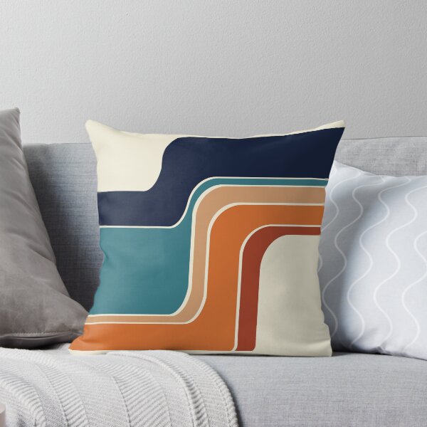 Item preview, Retro Zig Zag Stripes Orange Rust Blue designed and sold by MonstersMashU.