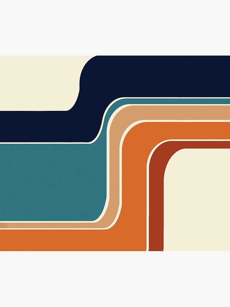Thumbnail 2 of 2, Duvet Cover, Retro Zig Zag Stripes Orange Rust Blue designed and sold by MonstersMashU.