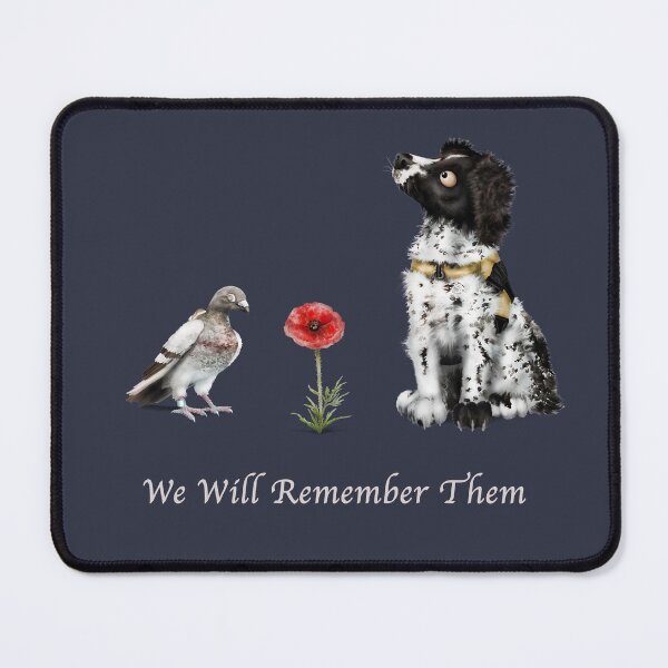 Item preview, We Will Remember Them - Remembrance Day | W Cartoon Springer Spaniel and Carrier Pigeon designed and sold by Snootrac.