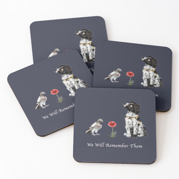 Item preview, We Will Remember Them - Remembrance Day | W Cartoon Springer Spaniel and Carrier Pigeon  designed and sold by Snootrac.