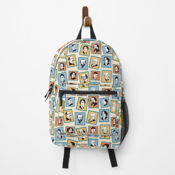 Item preview, Pattern with great writers on stamps (ochre, grey and terracotta) designed and sold by Irina Ivanova.