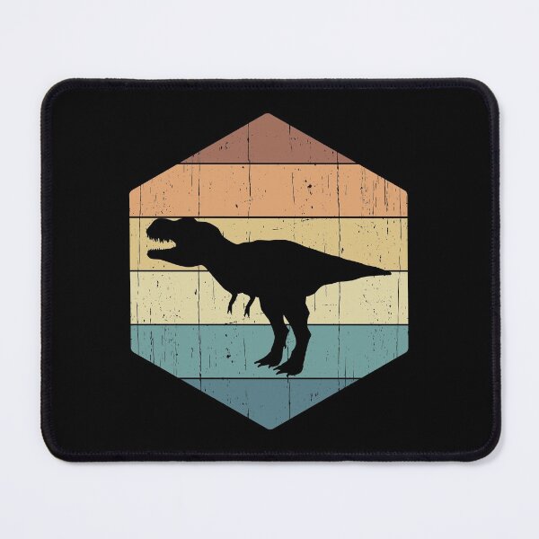 Item preview, T-Rex Dinosaur Silhouette on a retro vintage sunset hexagon designed and sold by Happy Puppy Print On Demand.