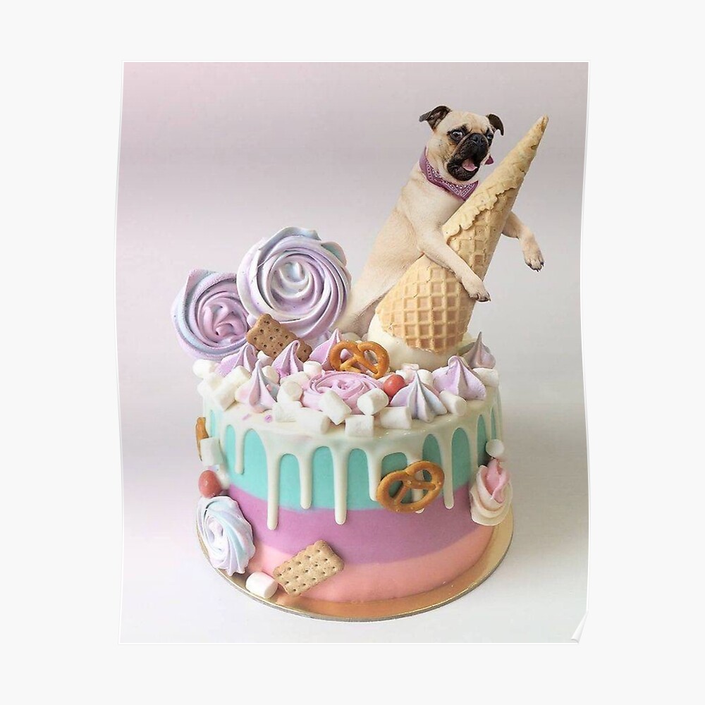 Pegatina «Baker Pug Icecream Hermoso Pastel» de toppopin | Redbubble
