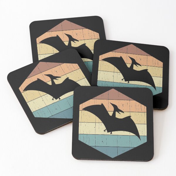 Item preview, Pterodactyl Dinosaur Silhouette on a retro vintage sunset hexagon designed and sold by Happy Puppy Print On Demand.
