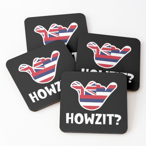 Artikelvorschau, Howzit? Hawaiianischer Gruß und Shaka-Zeichen mit der Flagge von Hawaii darin entworfen und verkauft von robimerch.