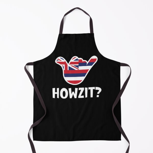 Artikelvorschau, Howzit? Hawaiianischer Gruß und Shaka-Zeichen mit der Flagge von Hawaii darin entworfen und verkauft von robimerch.