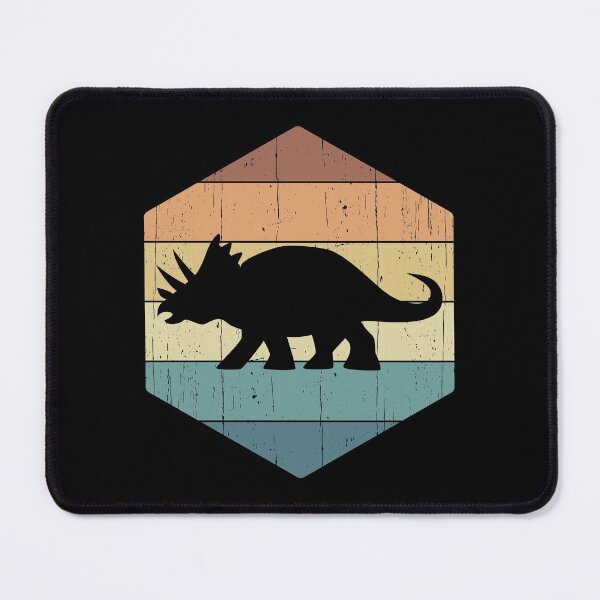 Item preview, Triceratops Dinosaur Silhouette on a retro vintage sunset hexagon designed and sold by Happy Puppy Print On Demand.