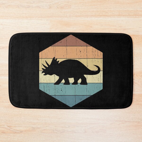 Item preview, Triceratops Dinosaur Silhouette on a retro vintage sunset hexagon designed and sold by Happy Puppy Print On Demand.