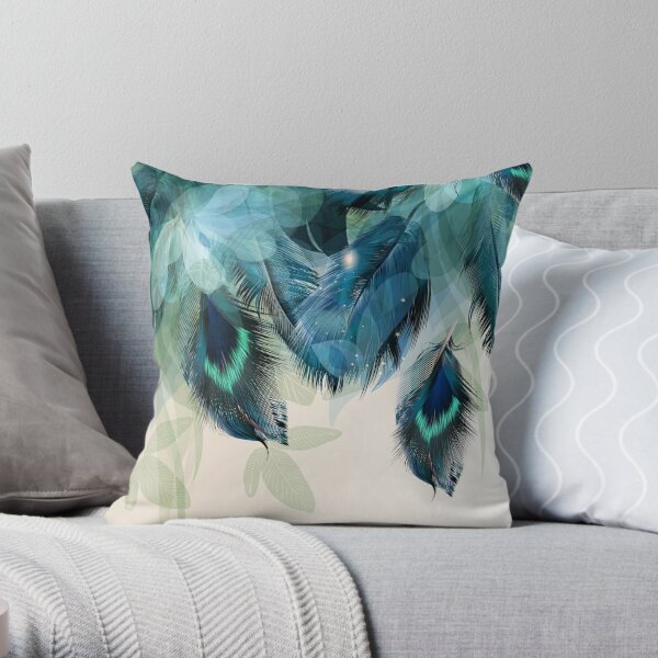 Modern Throw Pillows Teal Gray Turquoise Blue and White Decor