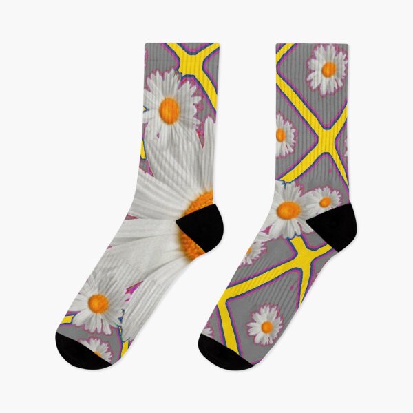 Item preview, WHITE GARDEN DAISIES GREY-YELLOW ABSTRACT PATTERN ART designed and sold by sharlesart.