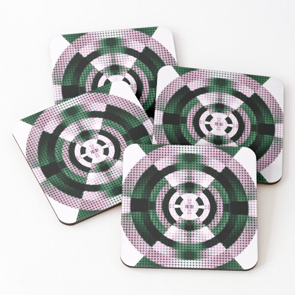 Item preview, graphic design geometric symmetry circle pattern abstract background in green pink designed and sold by Mrvell.