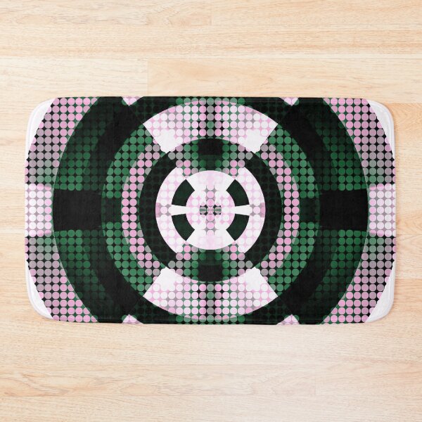 Item preview, graphic design geometric symmetry circle pattern abstract background in green pink designed and sold by Mrvell.