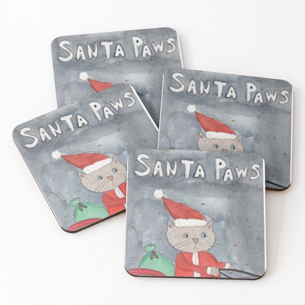 Item preview, Santa paws cat Christmas watercolour designed and sold by Charlotsart .