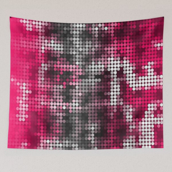 Item preview, graphic design geometric circle pattern abstract background in pink black designed and sold by Mrvell.