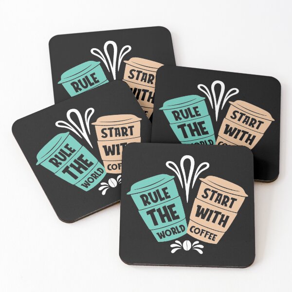 Item preview, Funny Rule the World Starts with Coffee Design - Trendy Coffee Quote For Coffee Lovers and Coffee Addicts designed and sold by Prince - Bestseller ★★★★★.