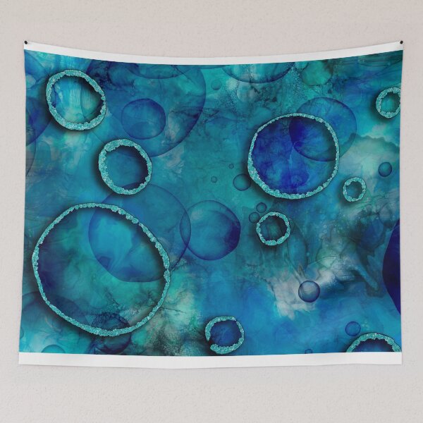 Item preview, Turquoise And Blue Elegant Glamour Alcohol Ink Marbled Painting designed and sold by artsandsoul.