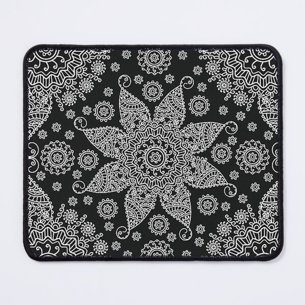 Item preview, bandana, black and white bandana, henna pattern, middle eastern pattern, persian rug,  designed and sold by Nostrathomas66.