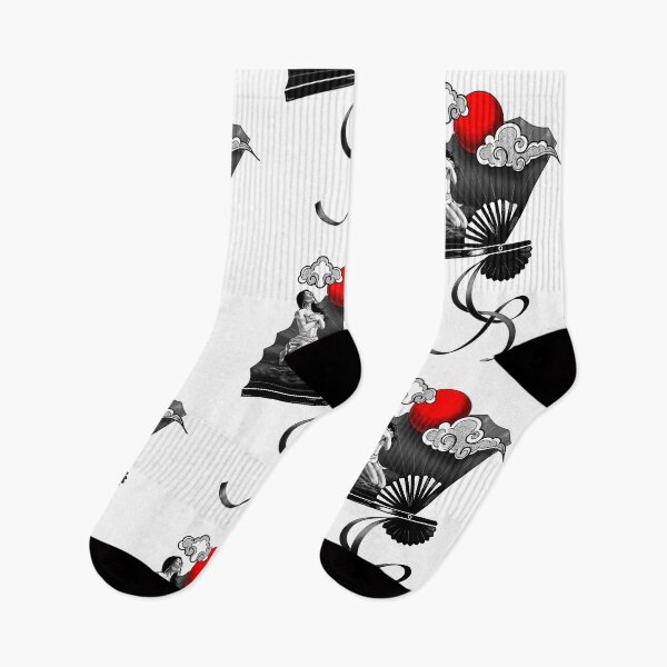 Item preview, Oriental fan (monochromatic illustration on white with red accent) designed and sold by Anicatattoos.