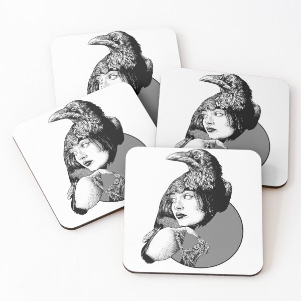 Item preview, Raven-a portrait  (Monochromatic illustration on white) designed and sold by Anicatattoos.