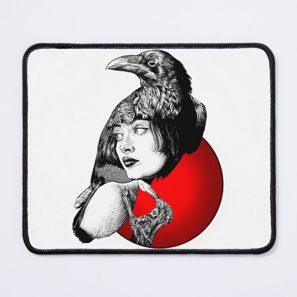 Item preview, Raven- a portrait  (Monochromatic illustration with red accent) designed and sold by Anicatattoos.