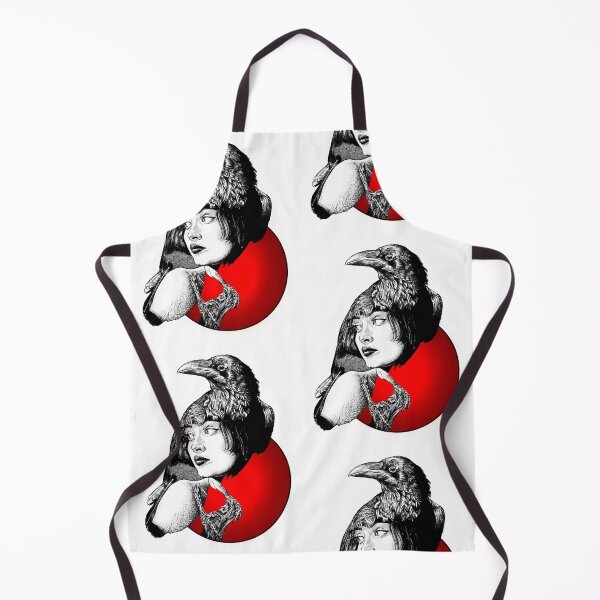 Item preview, Raven- a portrait (Monochromatic illustration with red accent) designed and sold by Anicatattoos.