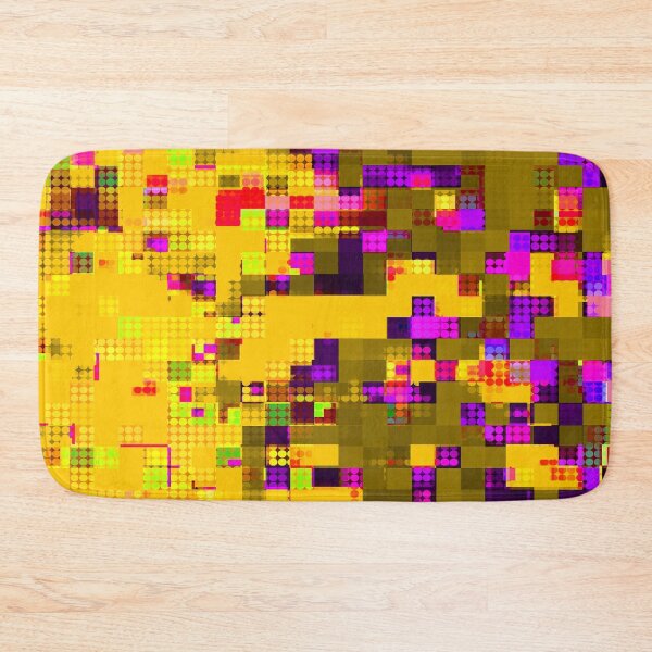 Item preview, graphic design geometric circle pattern and square pattern abstract background in yellow brown pink purple designed and sold by Mrvell.