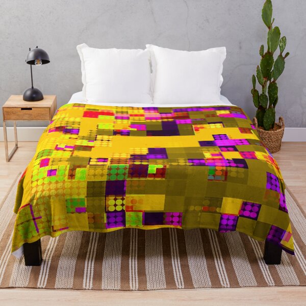 Item preview, graphic design geometric circle pattern and square pattern abstract background in yellow brown pink purple designed and sold by Mrvell.